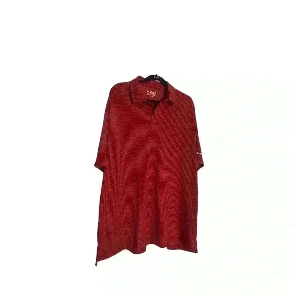 MENS COLUMBIA GOLF POLO SHIRT SHORT SLEEVE red Stripe mt39